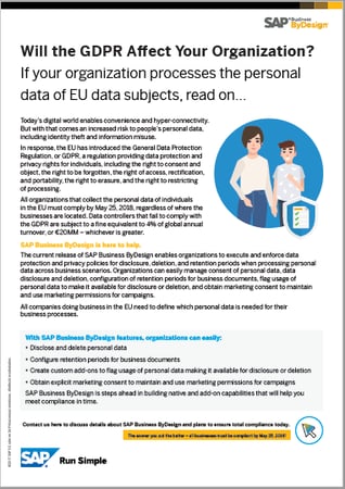 SAP Business ByDesign and GDPR